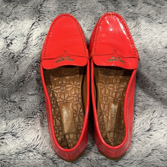 Kate Spade Leather Deck Slip on Loafers Orange Red size 6.5 EUC - Picture 5 of 5